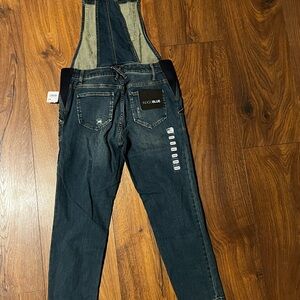 Indigo Blue Jumpsuit with Khaki Suspender Straps